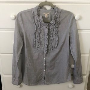Jcrew stripe ruffle blouse